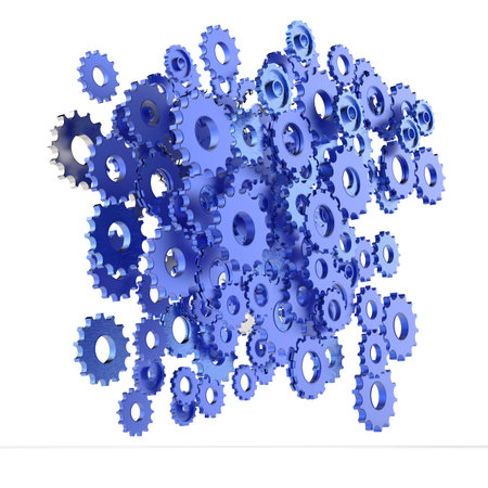 3d cog gear on white backgroundの写真素材