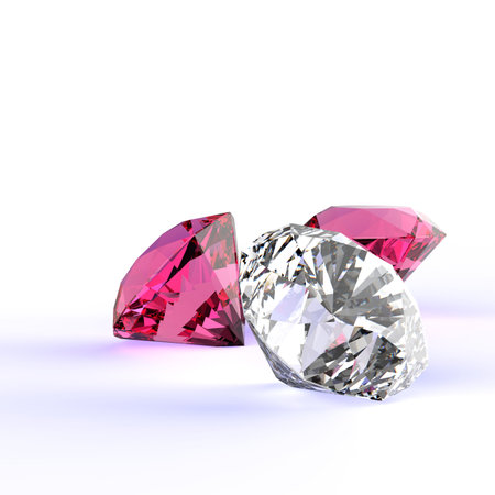 Diamonds 3d composition on whiteの写真素材