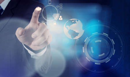 Businessman hand working with a Cloud Computing diagram on the new computer interface as conceptの写真素材