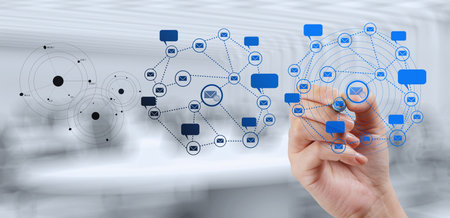 businessman working with new modern computer show social network structure as concept