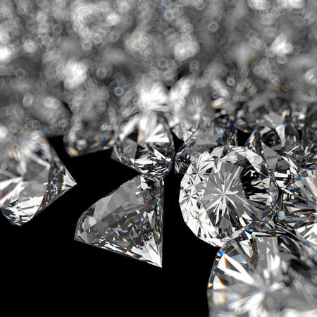 Diamonds 3d composition on black backgroundの写真素材