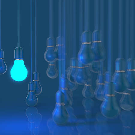 light bulb 3d on blue backgroundの写真素材