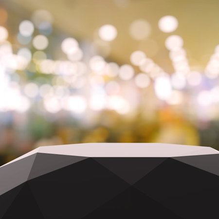 Empty abstract  laminate shelf and blurred background for product presentationの写真素材