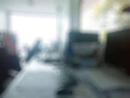 abstract office with computer blur backgroundの写真素材