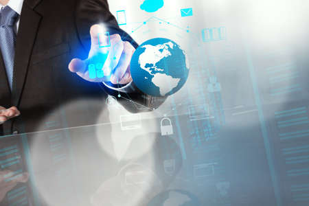 businessman shows modern technology as conceptの写真素材