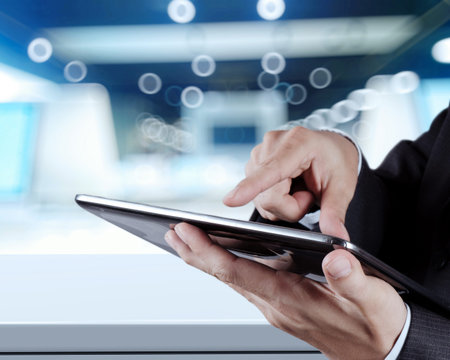 businessman working with digital tablet computer modern technology as concept