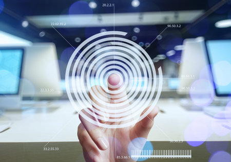 double exposure of businessman hand working with business strategy graph and digital cloud network...