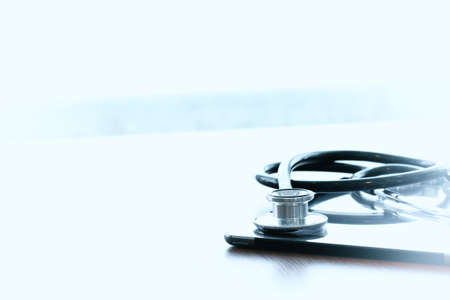 Studio macro of a stethoscope and digital tabletの写真素材