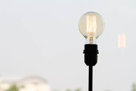vintage light bulb with copy space as creative conceptの写真素材