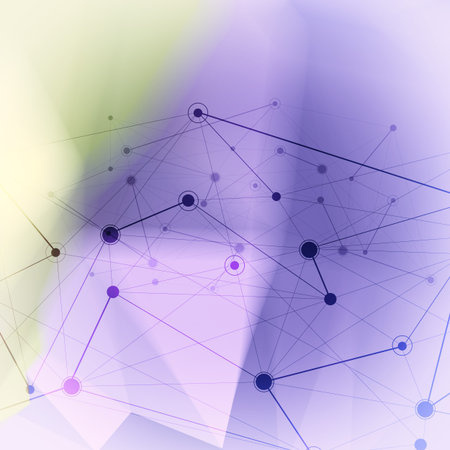 Abstract low poly geometric with social media network diagram background