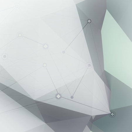 Abstract molecules low poly medical network background