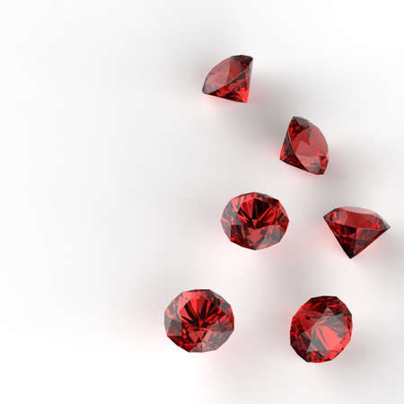 Red Diamonds 3d composition on whiteの写真素材