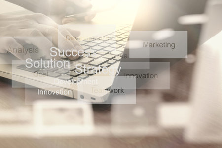 business documents on office table with smart phone and digital tablet and graph business diagram...
