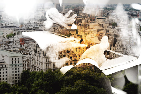 Double exposure of Business team meeting present. Photo professional investor working with new...