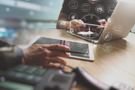 Designer Businessman hand using smart phone,mobile payments online shopping,omni channel,digital...