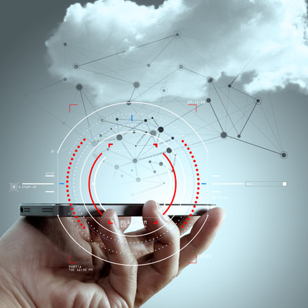 Concept of target focus digital diagram,graph interfaces,virtual UI screen,connections...