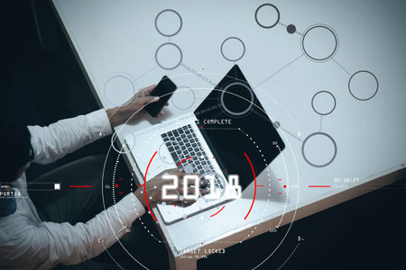 Concept of target focus digital diagram,graph interfaces,virtual UI screen,connections...