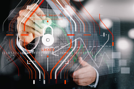General Data Protection Regulation (GDPR) and Security concept.Computer Halogram target protection...