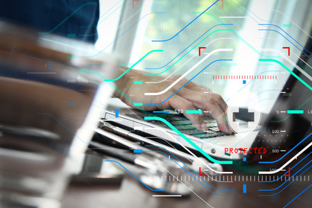 Health protection. Medical and health care concept.Doctor working with laptop computer in medical workspace office as conceptの写真素材