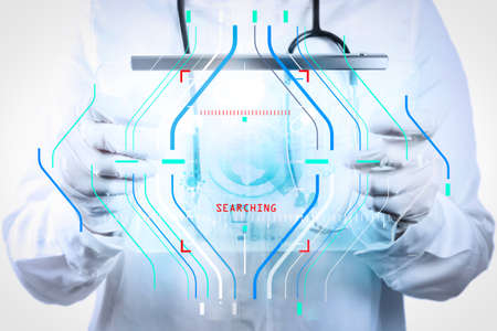 Health protection. Medical and health care concept.Medicine doctor hand working with modern computer interface as medical conceptの写真素材