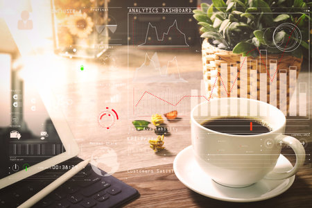 Intelligence (BI) and business analytics (BA) with key performance indicators (KPI) dashboard...