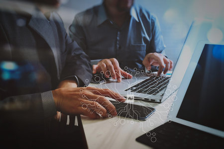 Artificial Intelligence (AI),machine learning with data mining technology on virtual...