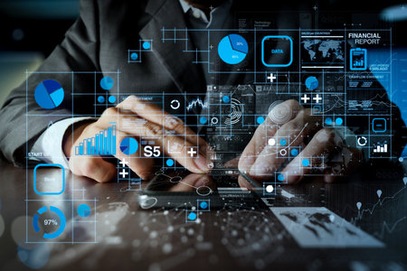Financial report data of business operations (balance sheet and income statement and diagram) as...