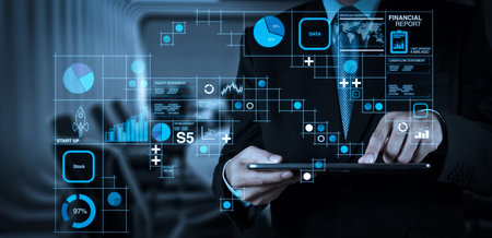 Financial report data of business operations (balance sheet and income statement and diagram) as...