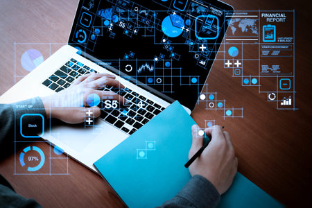 Financial report data of business operations (balance sheet and income statement and diagram) as...