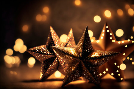 Greeting Season concept.close up of ornaments on a Christmas tree with decorative light background.の写真素材