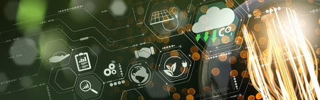 Vintage Light bulb of eco friendly Environmental technology , save the planet and energy, Recycle and reuse.の写真素材