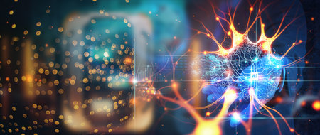 Data science. AI Technology. Businessman touch brain working data and Algorithm of Artificial...