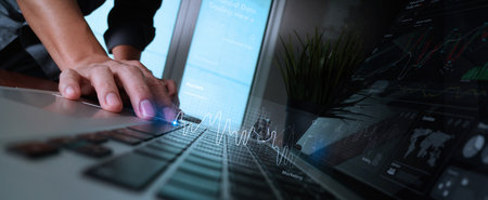 Digital marketing, Goal of digital marketing strategy and service through digital channel of search engine and data science on social network,Data analysis for performance and create insight report,の写真素材