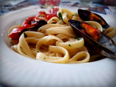 Sea Fruit Spaghetti, color cover, food photographyのeditorial素材