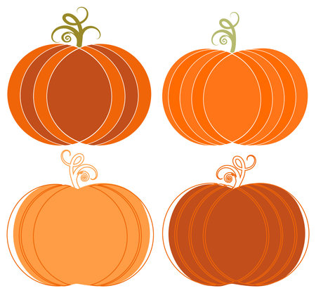 Whimsical Halloween Pumpkins Clip-art Setのイラスト素材