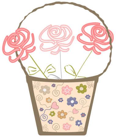 Vector Roses Ornamental Basketのイラスト素材
