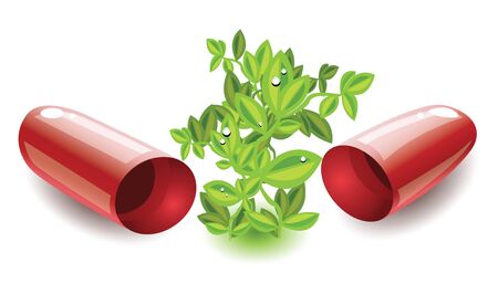Open capsule with a herbのイラスト素材