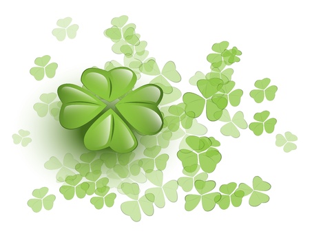 Bunch of clovers with a four-leafed cloverのイラスト素材