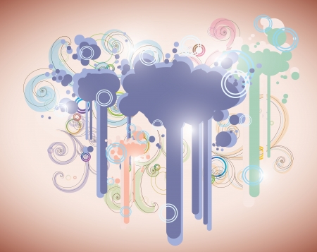 Abstract background with splashes and floral motifsのイラスト素材