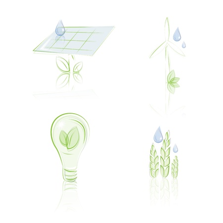 Hand-drawn eco iconsのイラスト素材
