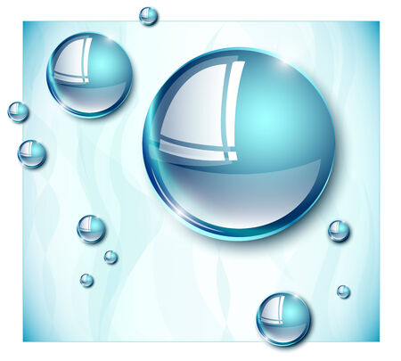 Blue water droplets on blue backgroundのイラスト素材