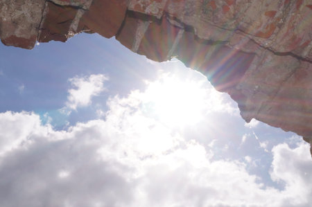 Blue sky through the archの写真素材