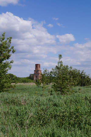 A lonely tower in the middle of a clearingの写真素材