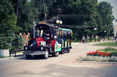 Childrens train in the Park of Culture. Yoshkar-Ola 2018