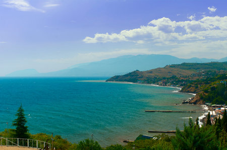 View of the beach of the Black Sea coast