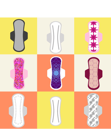 sanitary towel. woman hygiene protection, sanitary napkin, woman hygiene protection. Vector illustrationのイラスト素材