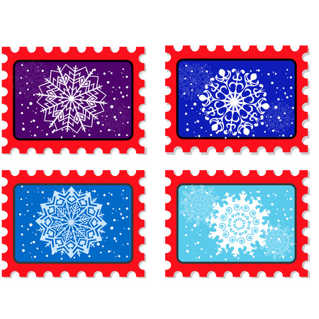 Christmas and new year stamp and postmark. Xmas stamps. isolated on white background. Vector illustrationのイラスト素材