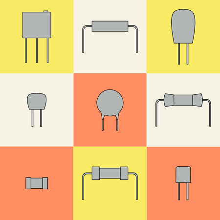 electronic components icons set resistors. Vector illustrationのイラスト素材