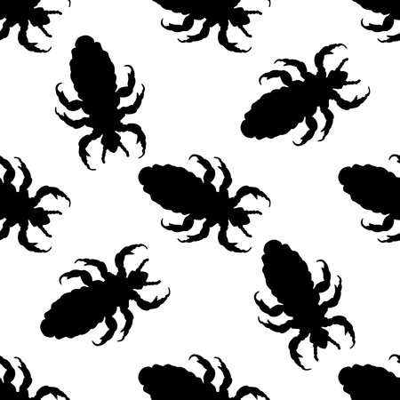 Seamless pattern with head human louse. Pediculus humanus capitis .    hand-drawn head human louse . Vector illustrationのイラスト素材