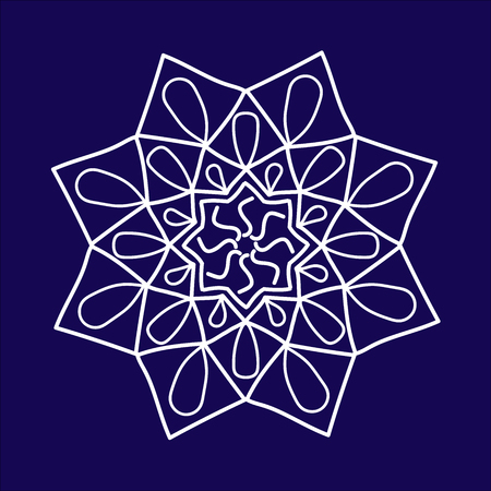 Ornament white  with mandala. Geometric circle element. Perfect cards for any other kind of design, birthday and other holiday, kaleidoscope, medallion, yoga, india, arabicのイラスト素材